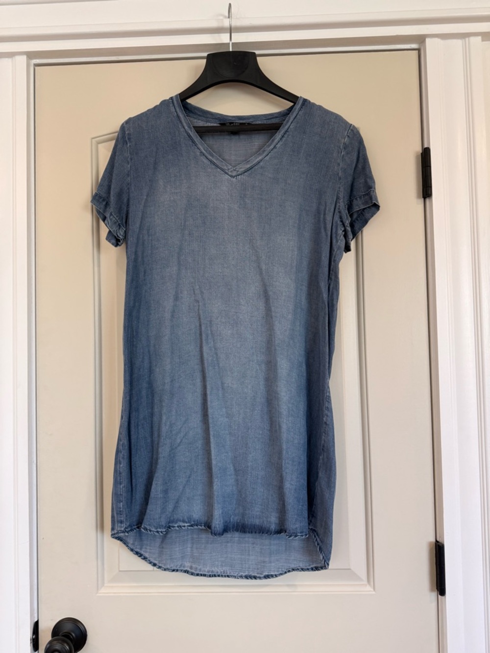 Casual Light Blue V-Neck Mini Dress
